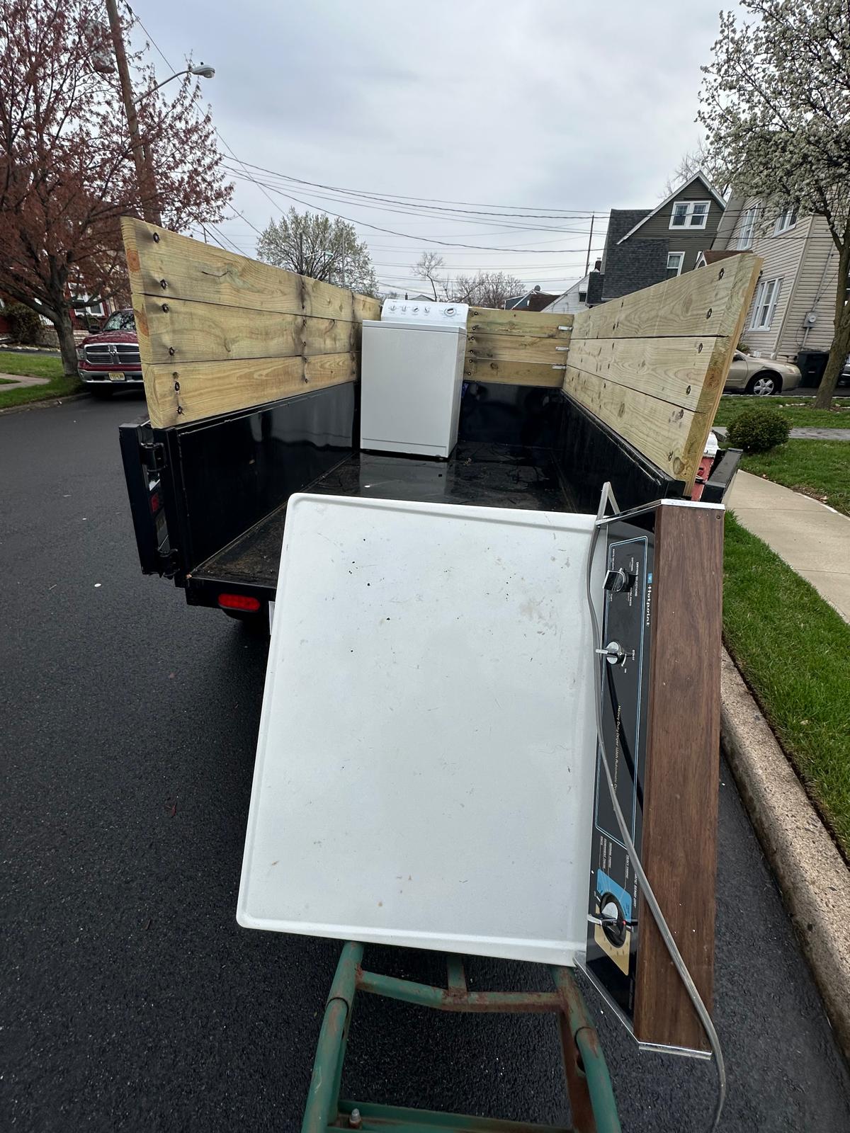 First job - washer and dryer loaded on small trailer